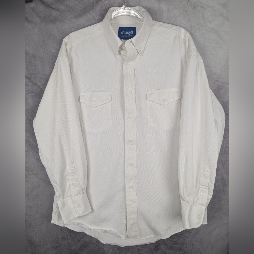 Wrangler Medium Pure White Button Down Shirt Western NWOT